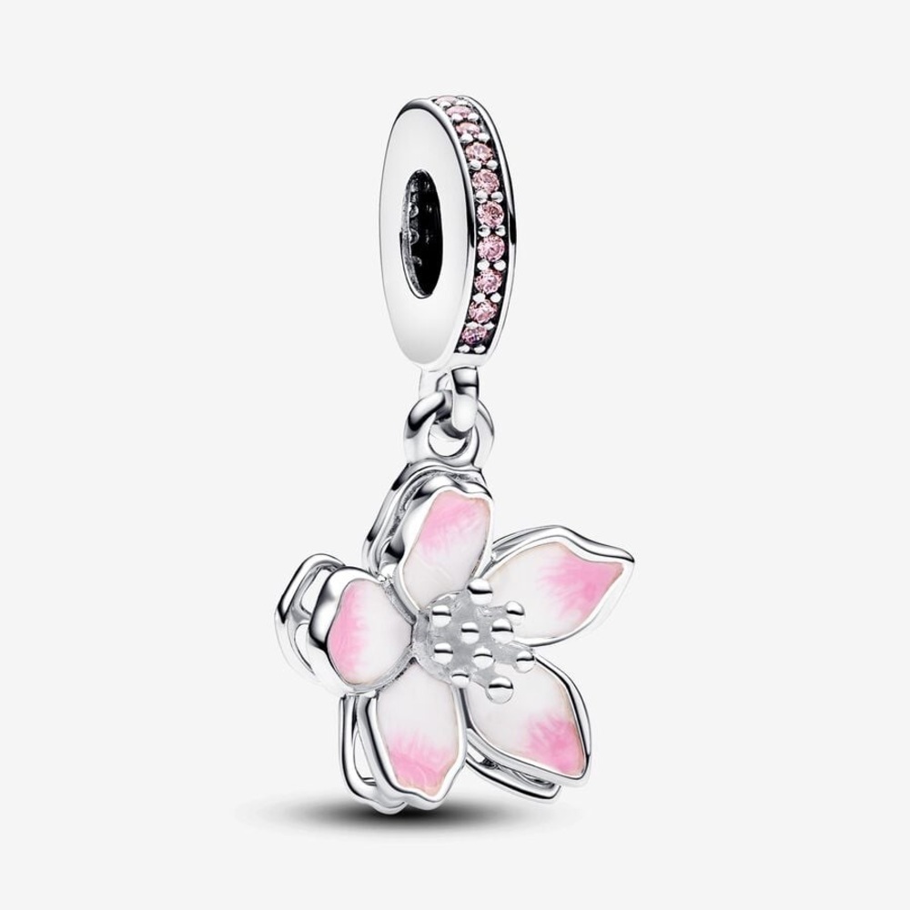 Cherry Blossom Dangle Charm (Silver)
